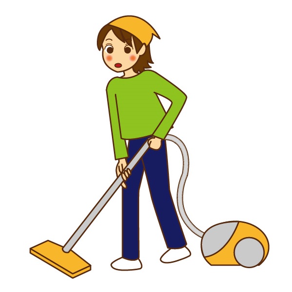 掃除する女性のイラスト