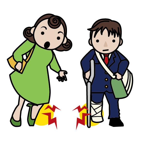 捻挫した学生のイラスト