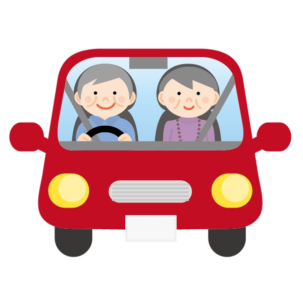 ドライブする老夫婦のイラスト