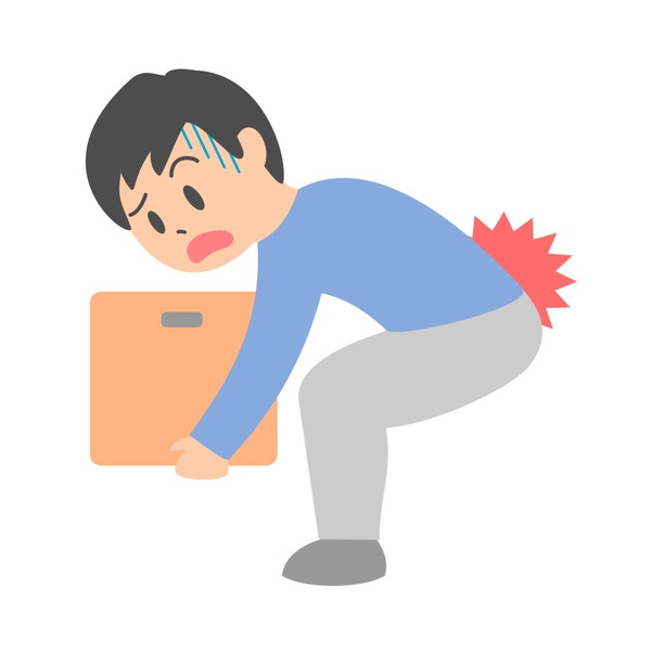 重い物を持ち上げた男性のイラスト